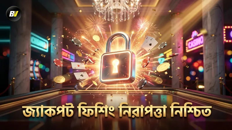 জ্যাকপট ফিশিং গেমে যাচাইকরণ ও এনক্রিপশন নিশ্চিত করে নিরাপত্তা।